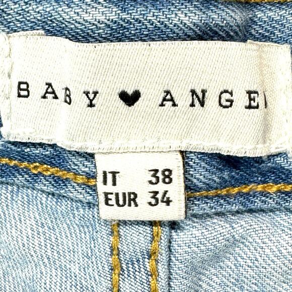 Baby Angel Denim Shorts Womens Size 4 Distressed Raw Hem Light Blue - Picture 2 of 9
